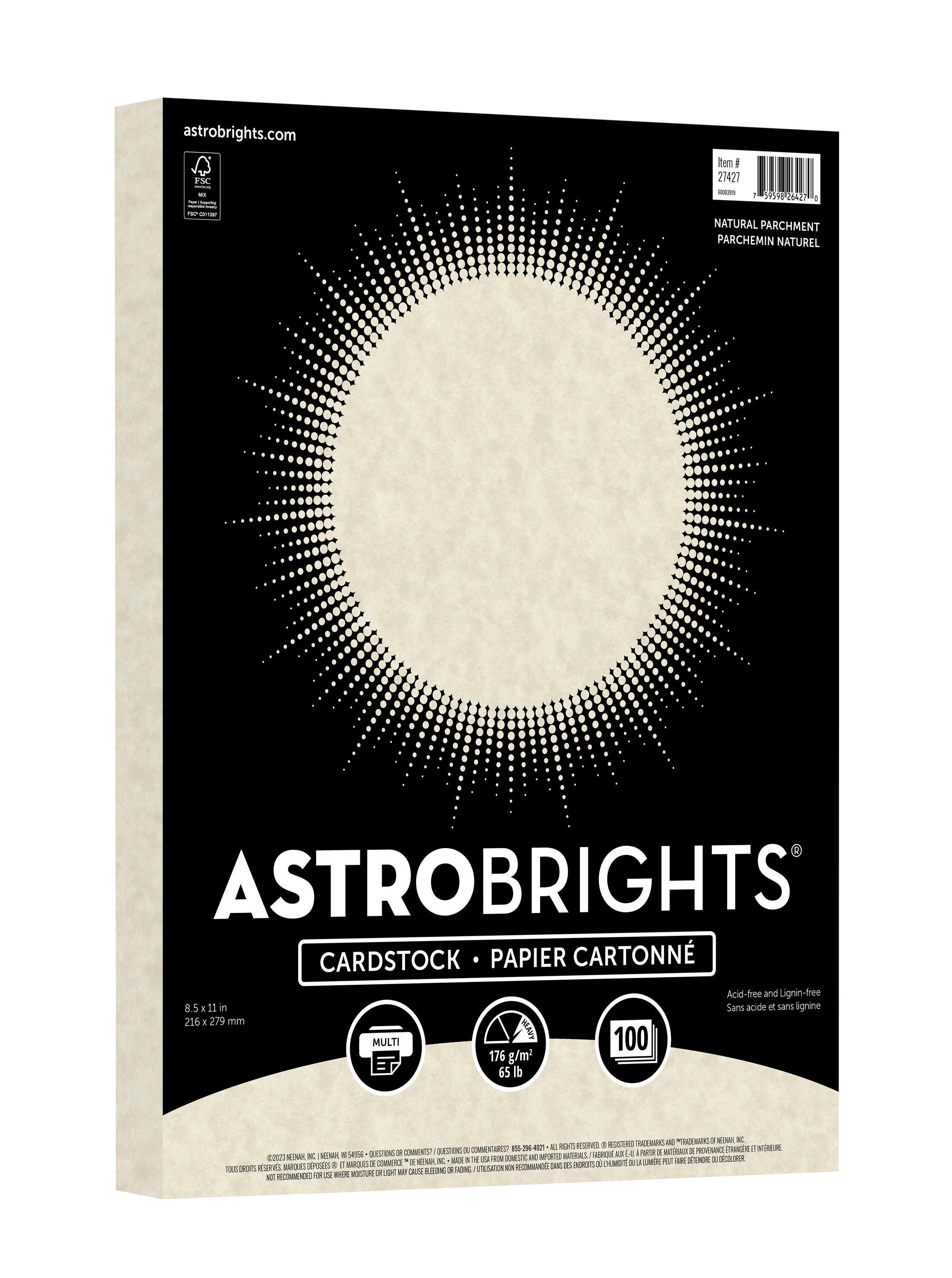 Astrobrights Colored Cardstock, 8-1/2 x 11 Inches, 65 Pound, Natural Parchment, 100 Sheets 2150678